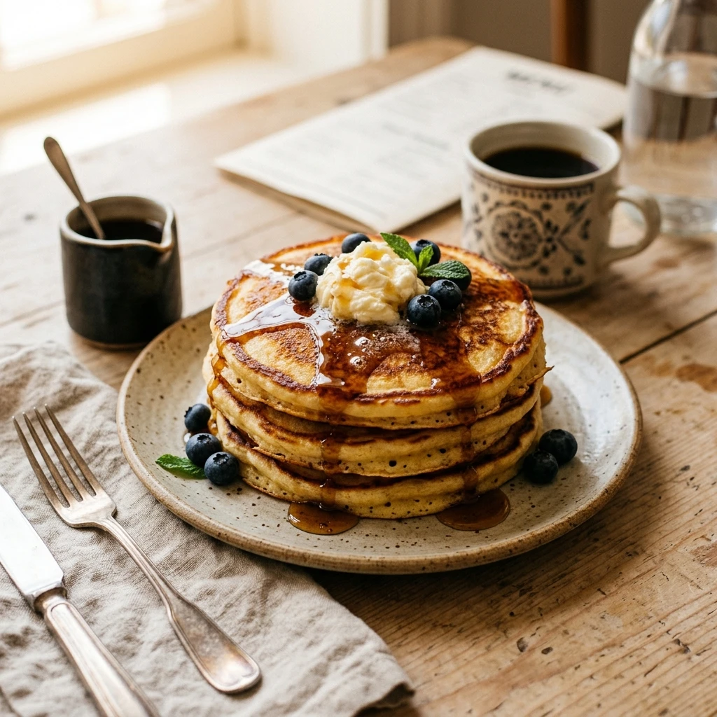 Fluffy Buttermilk Pancakes With Crispy Edges Diner Style