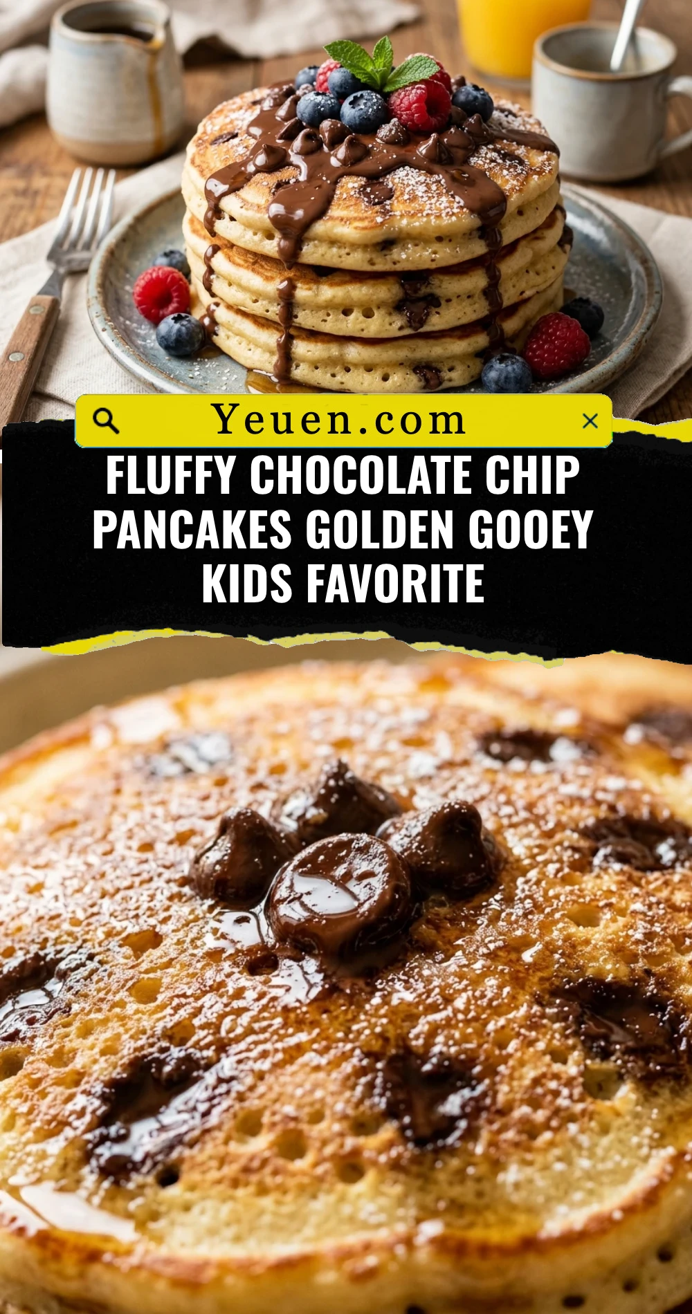 Fluffy Chocolate Chip Pancakes Golden Gooey Kids Favorite