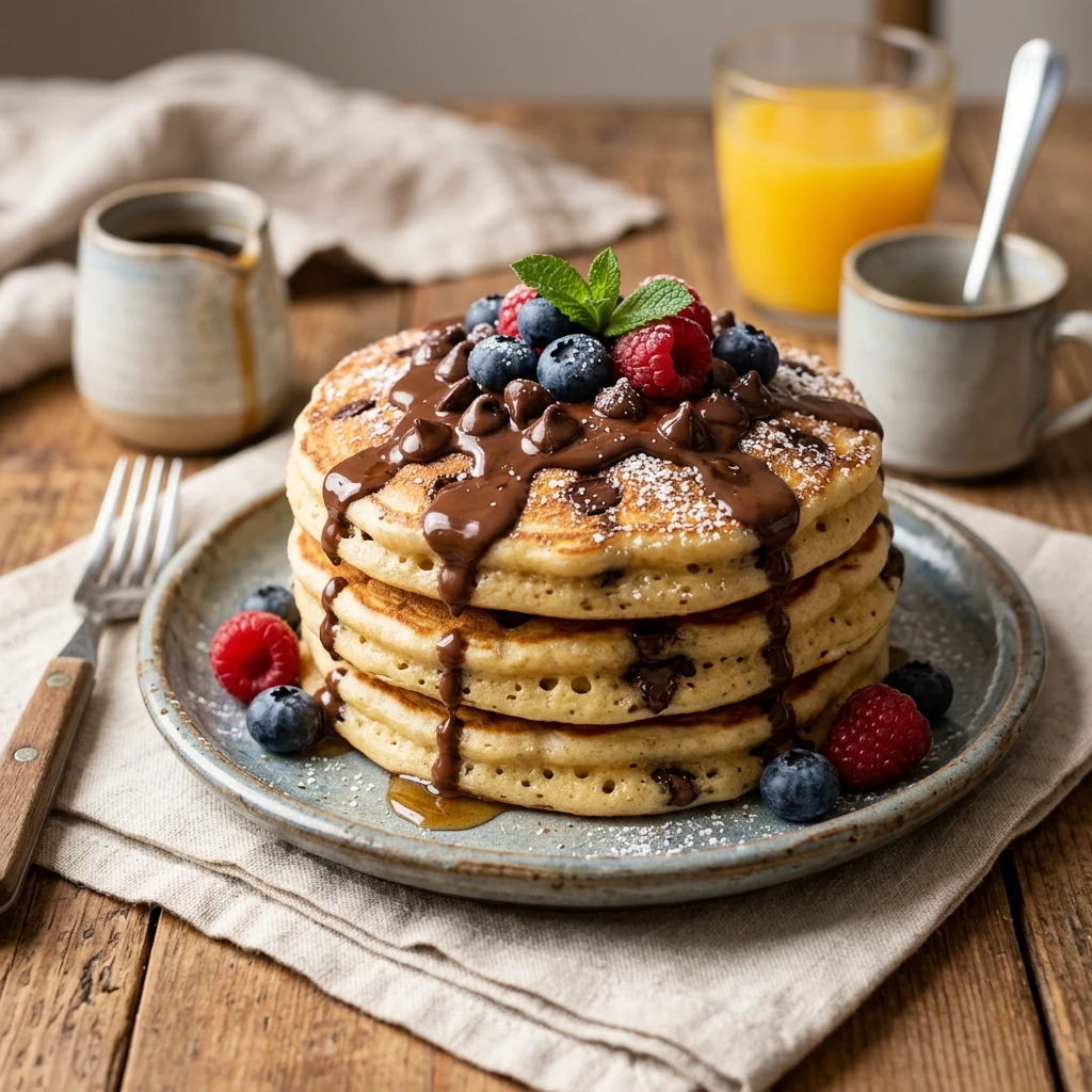 Fluffy Chocolate Chip Pancakes Golden Gooey Kids Favorite