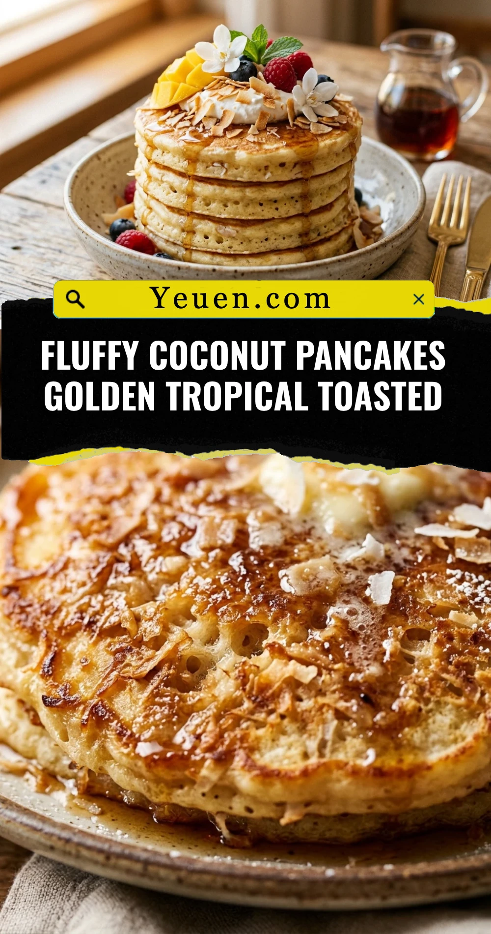 Fluffy Coconut Pancakes Golden Tropical Toasted