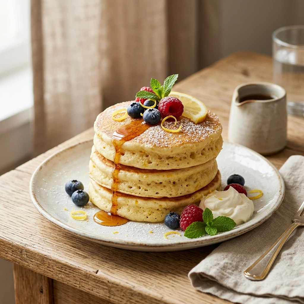 Fluffy Lemon Ricotta Pancakes Light Golden Italian Style