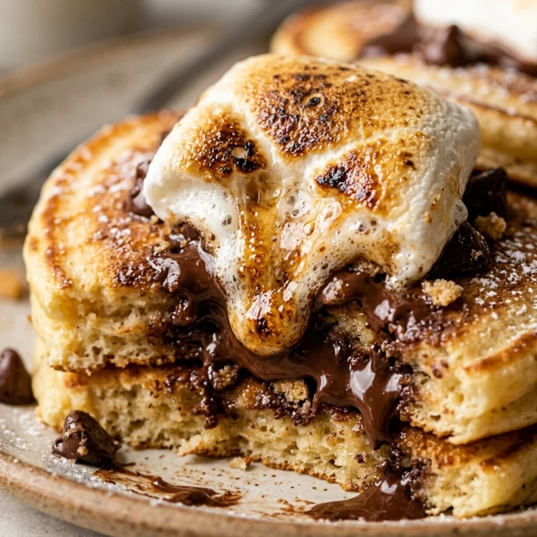 Fluffy S'mores Pancakes Marshmallow Chocolate Golden