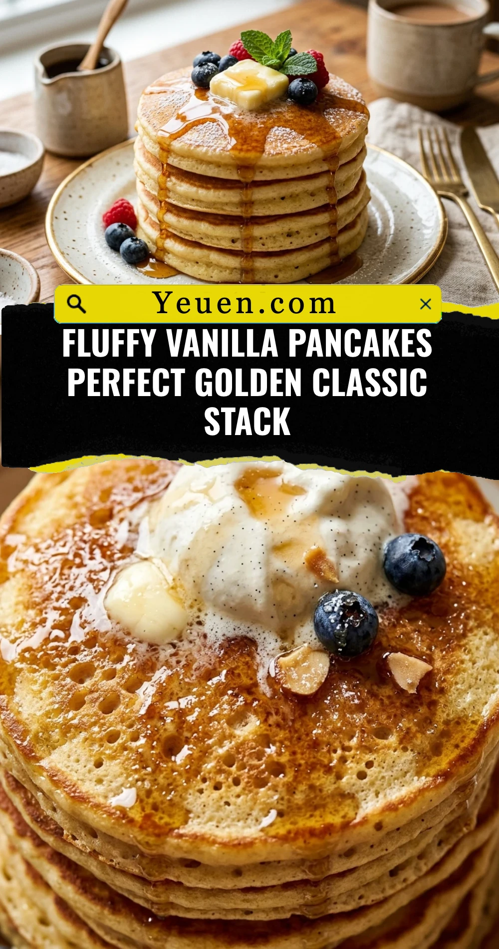 Fluffy Vanilla Pancakes Perfect Golden Classic Stack