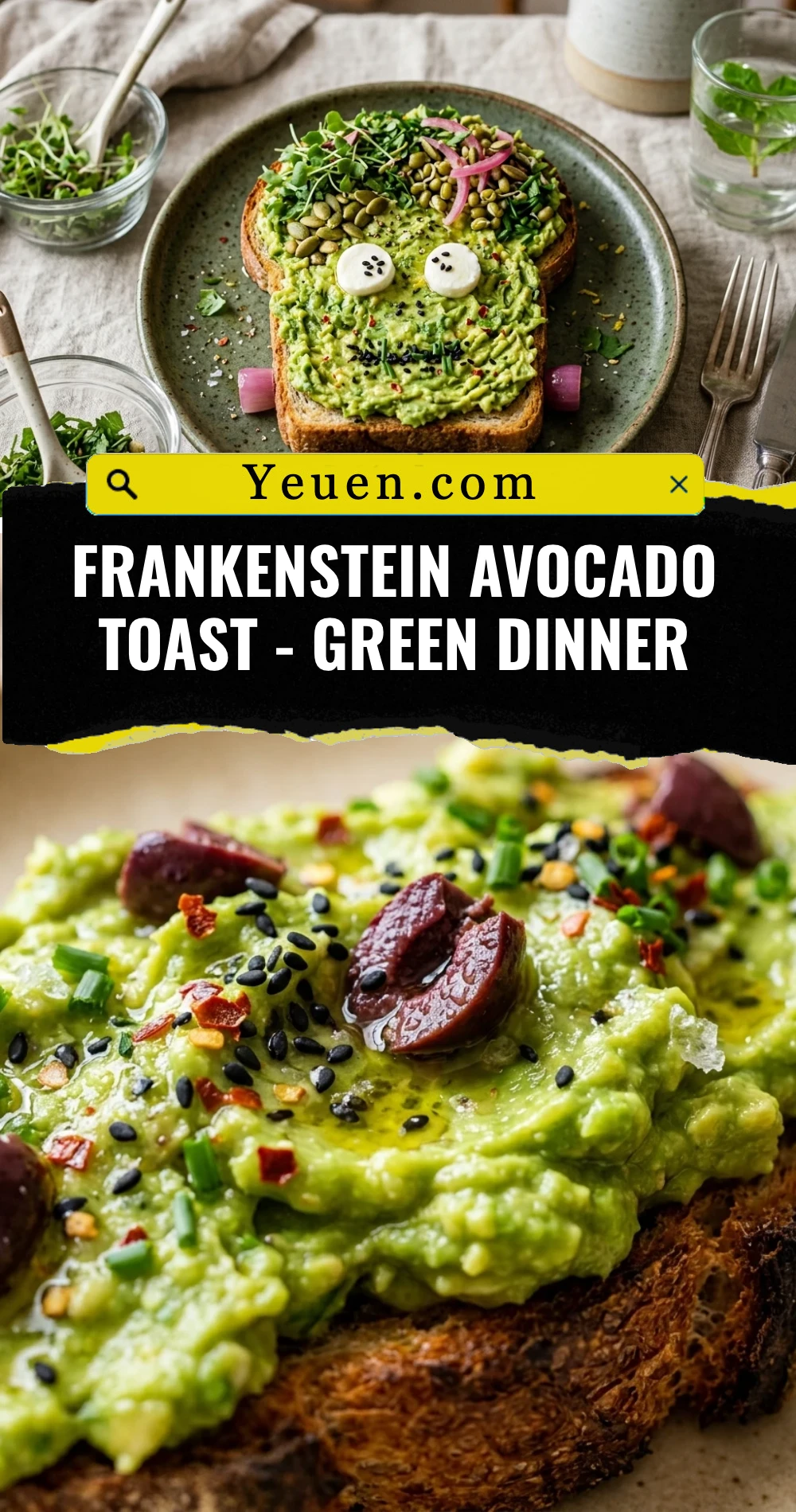 Frankenstein Avocado Toast - Green Dinner