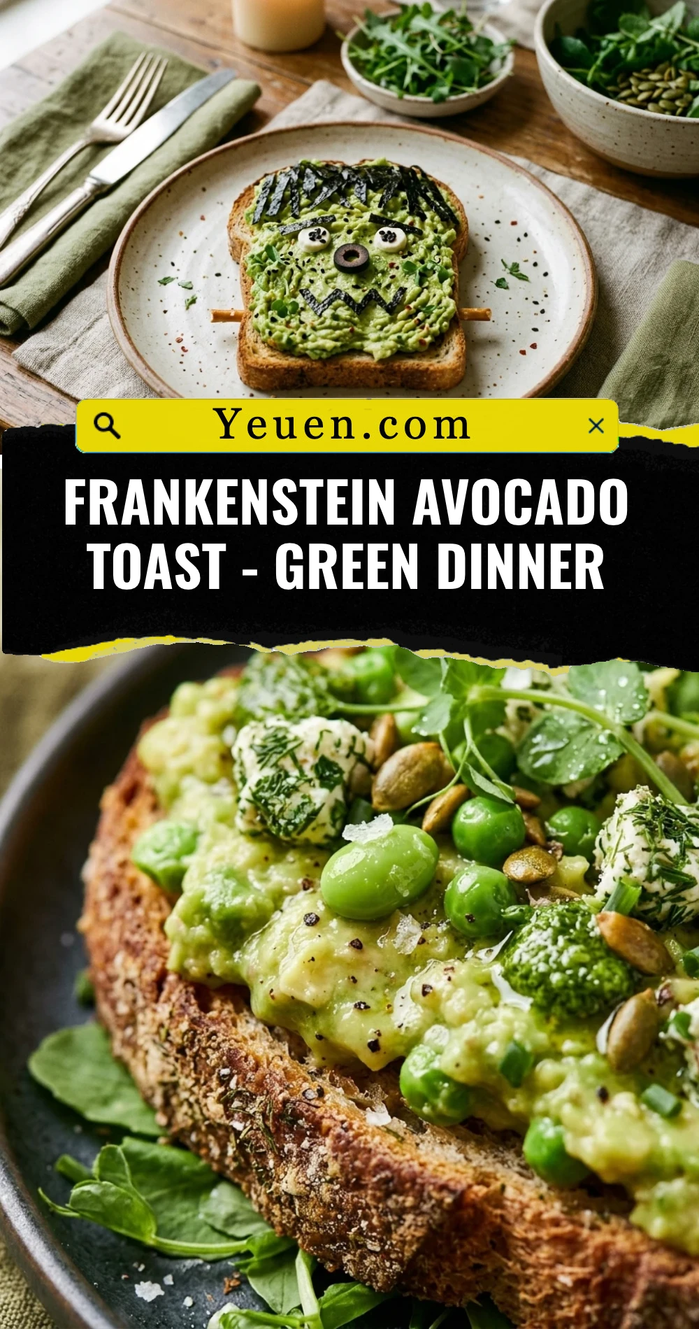 Frankenstein Avocado Toast - Green Dinner