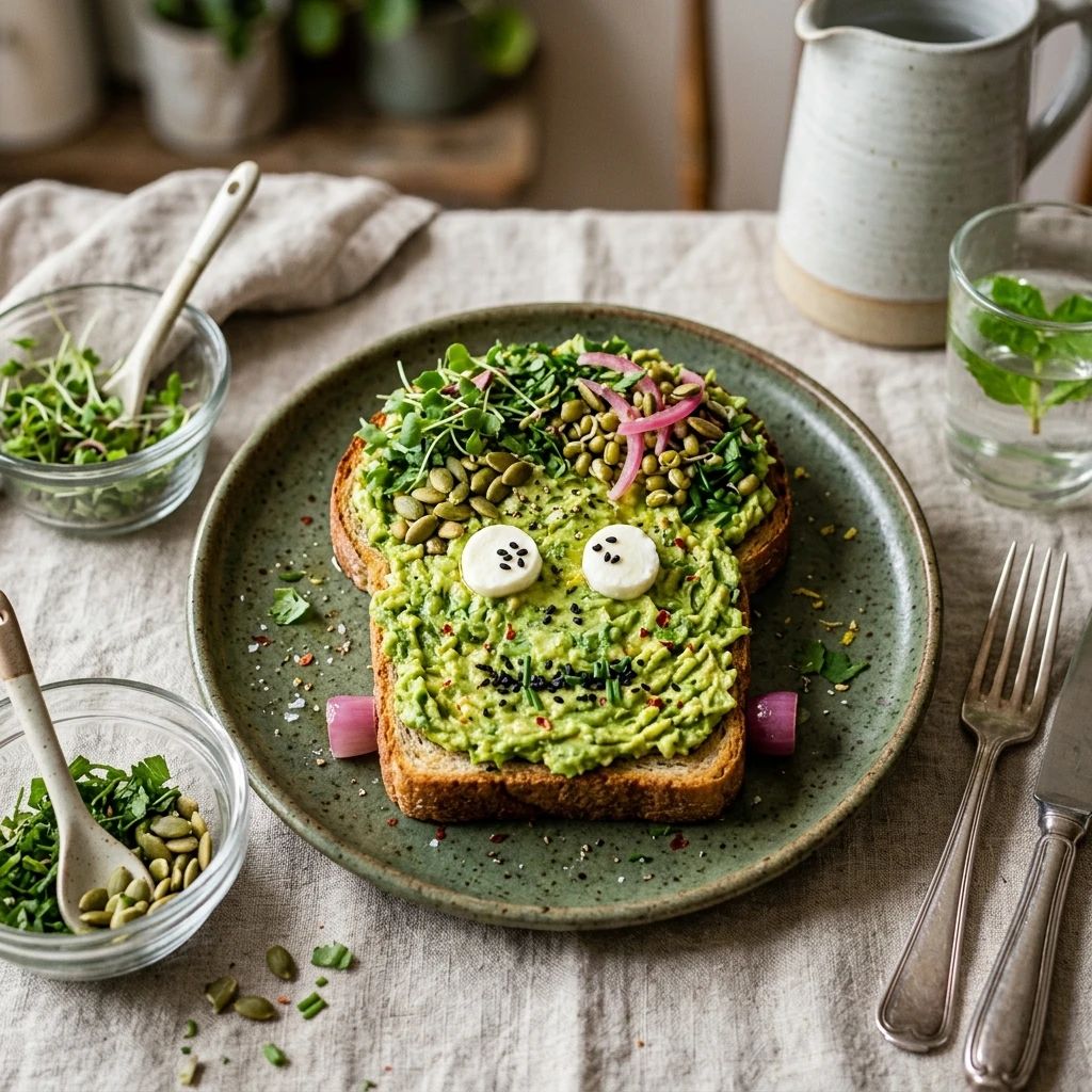 Frankenstein Avocado Toast - Green Dinner