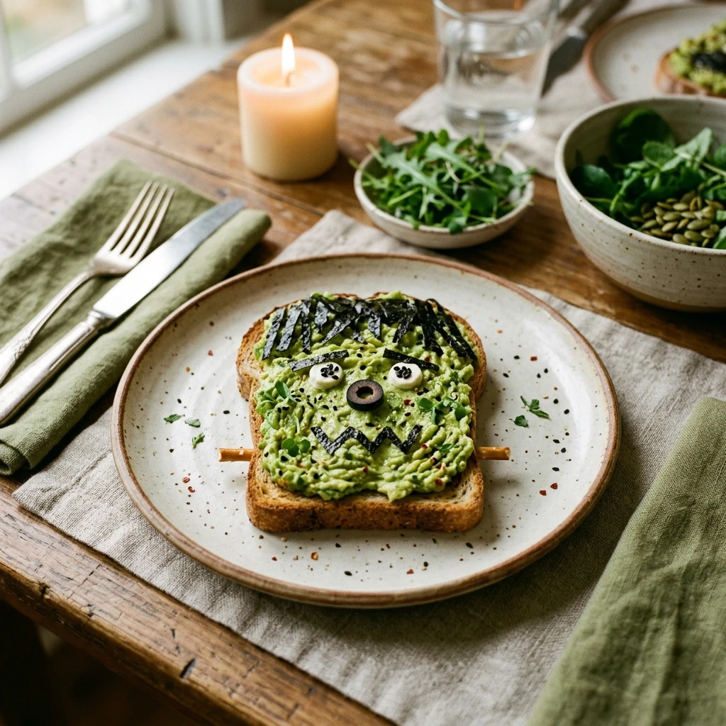 Frankenstein Avocado Toast - Green Dinner