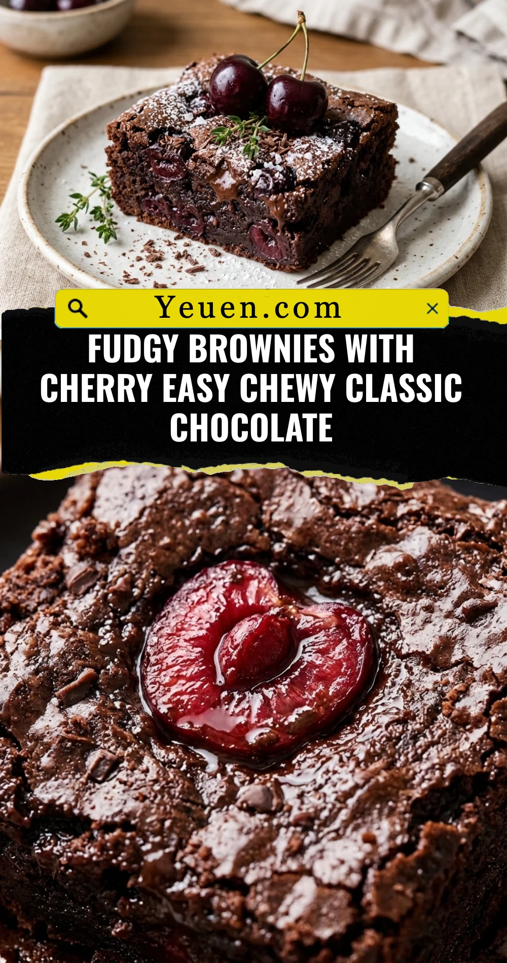 Fudgy Brownies With Cherry Easy Chewy Classic Chocolate