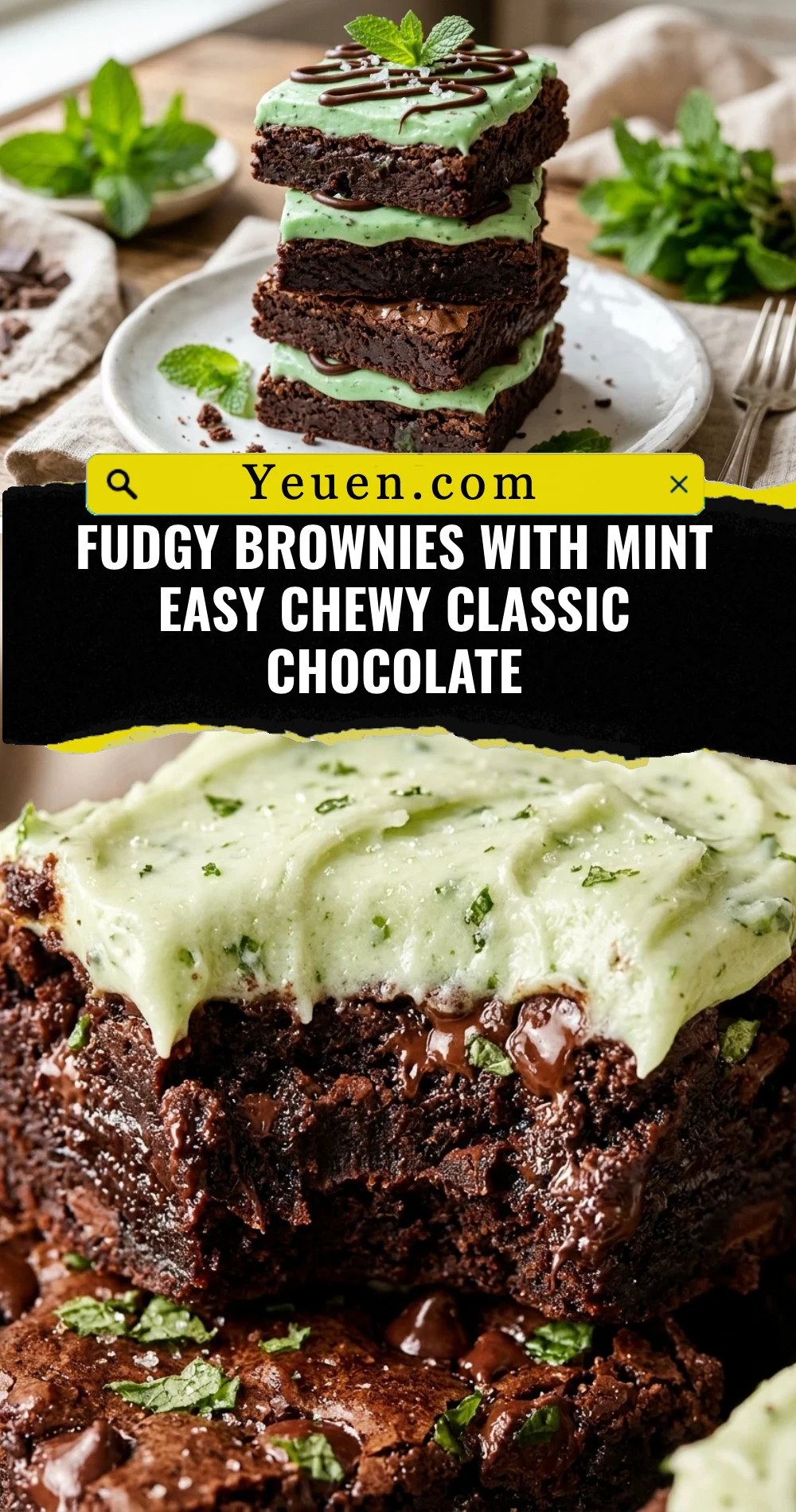 Fudgy Brownies With Mint Easy Chewy Classic Chocolate