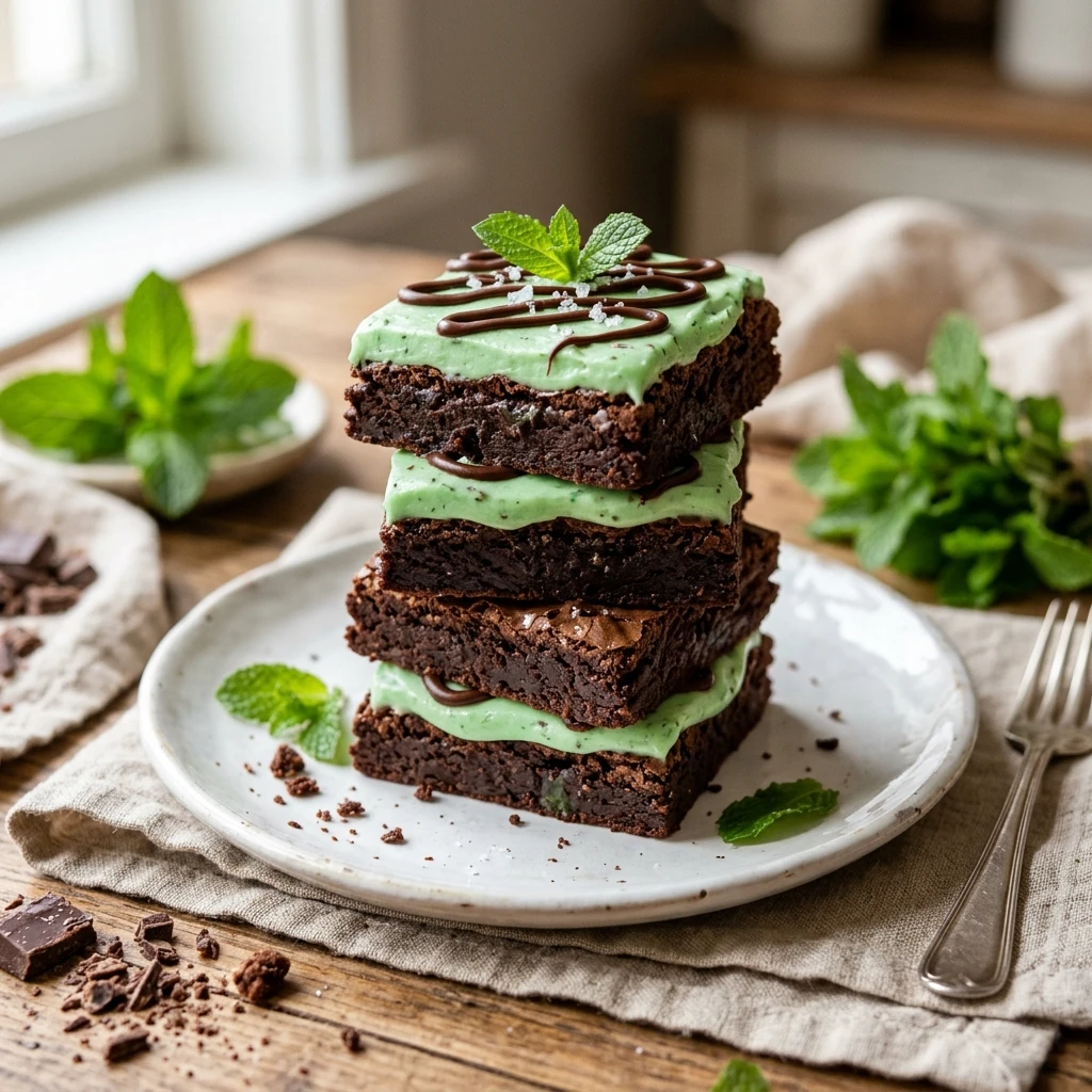 Fudgy Brownies With Mint Easy Chewy Classic Chocolate