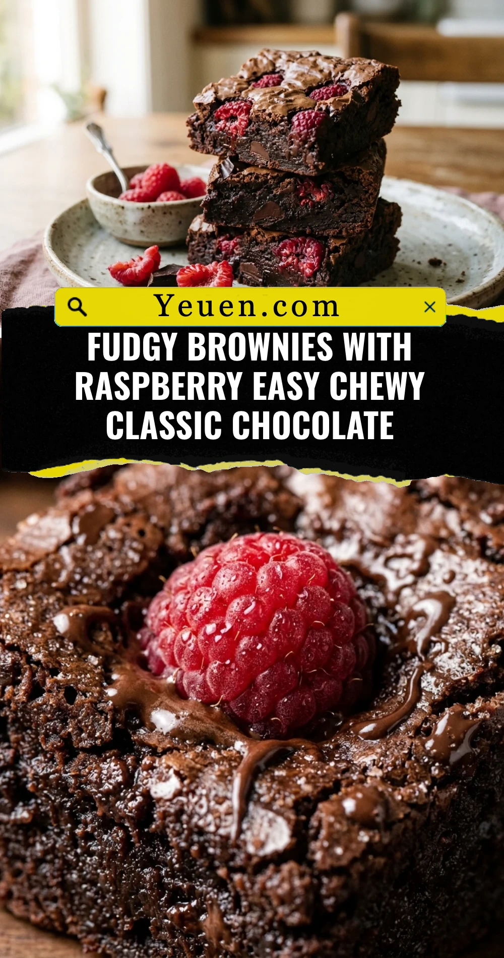 Fudgy Brownies With Raspberry Easy Chewy Classic Chocolate