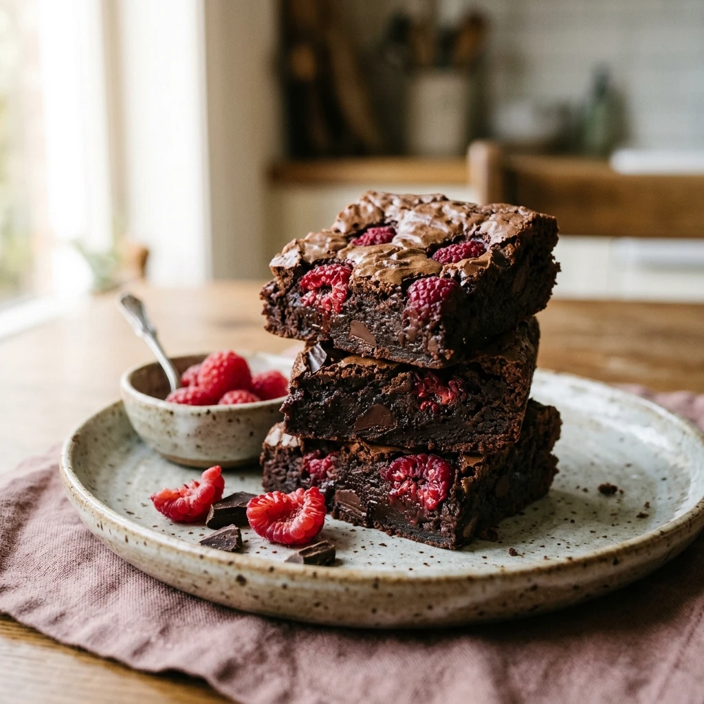 Fudgy Brownies With Raspberry Easy Chewy Classic Chocolate