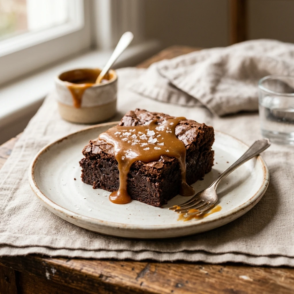 Fudgy Brownies With Salted Caramel Easy Chewy Classic Chocolate