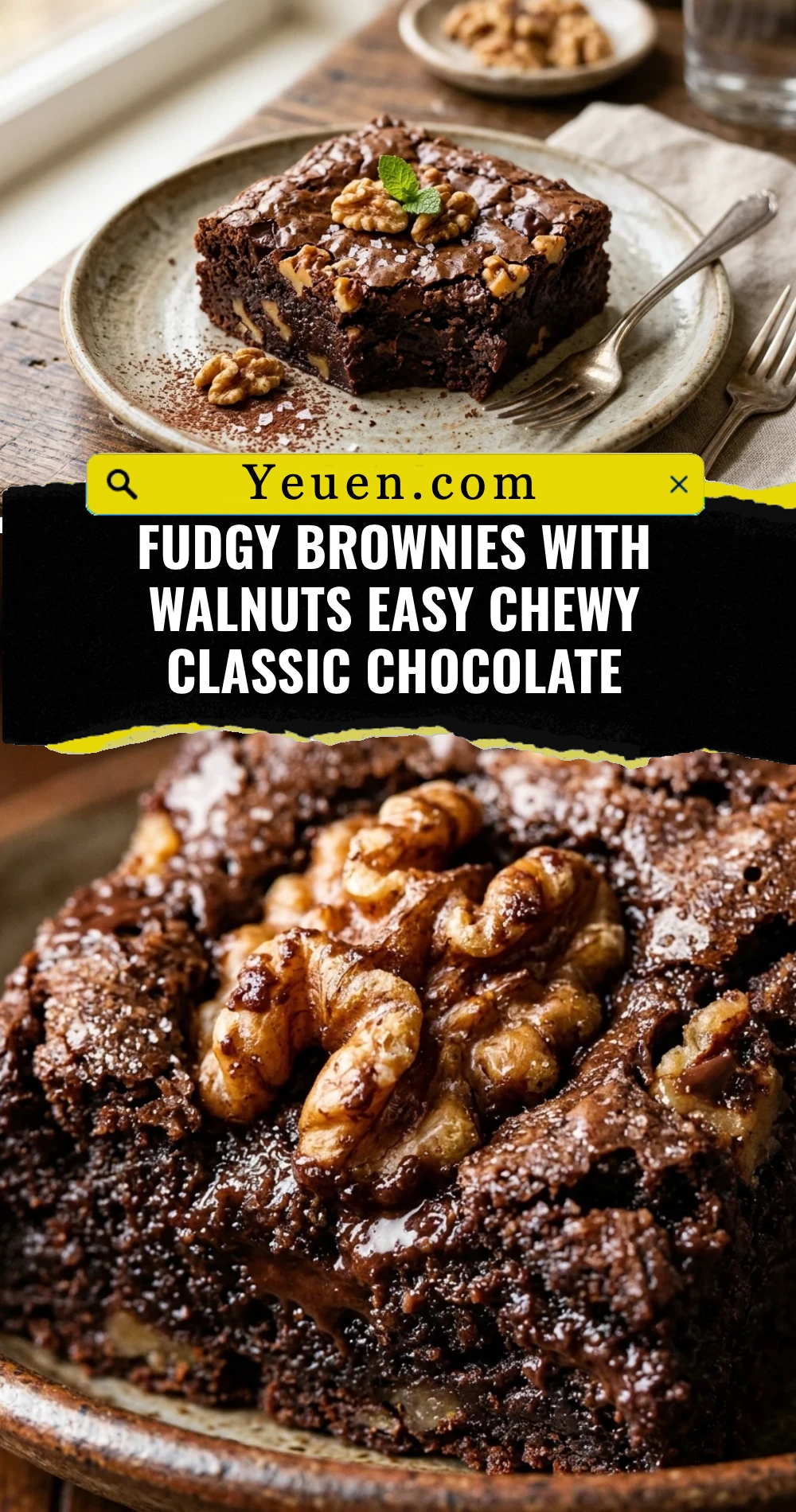Fudgy Brownies With Walnuts Easy Chewy Classic Chocolate
