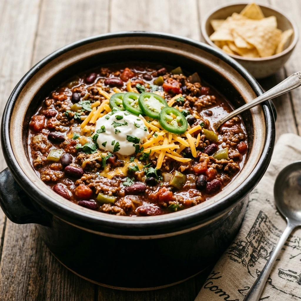 Game Day Chili Crockpot High Protein Feeds Crowd Budget Under $20 No Prep