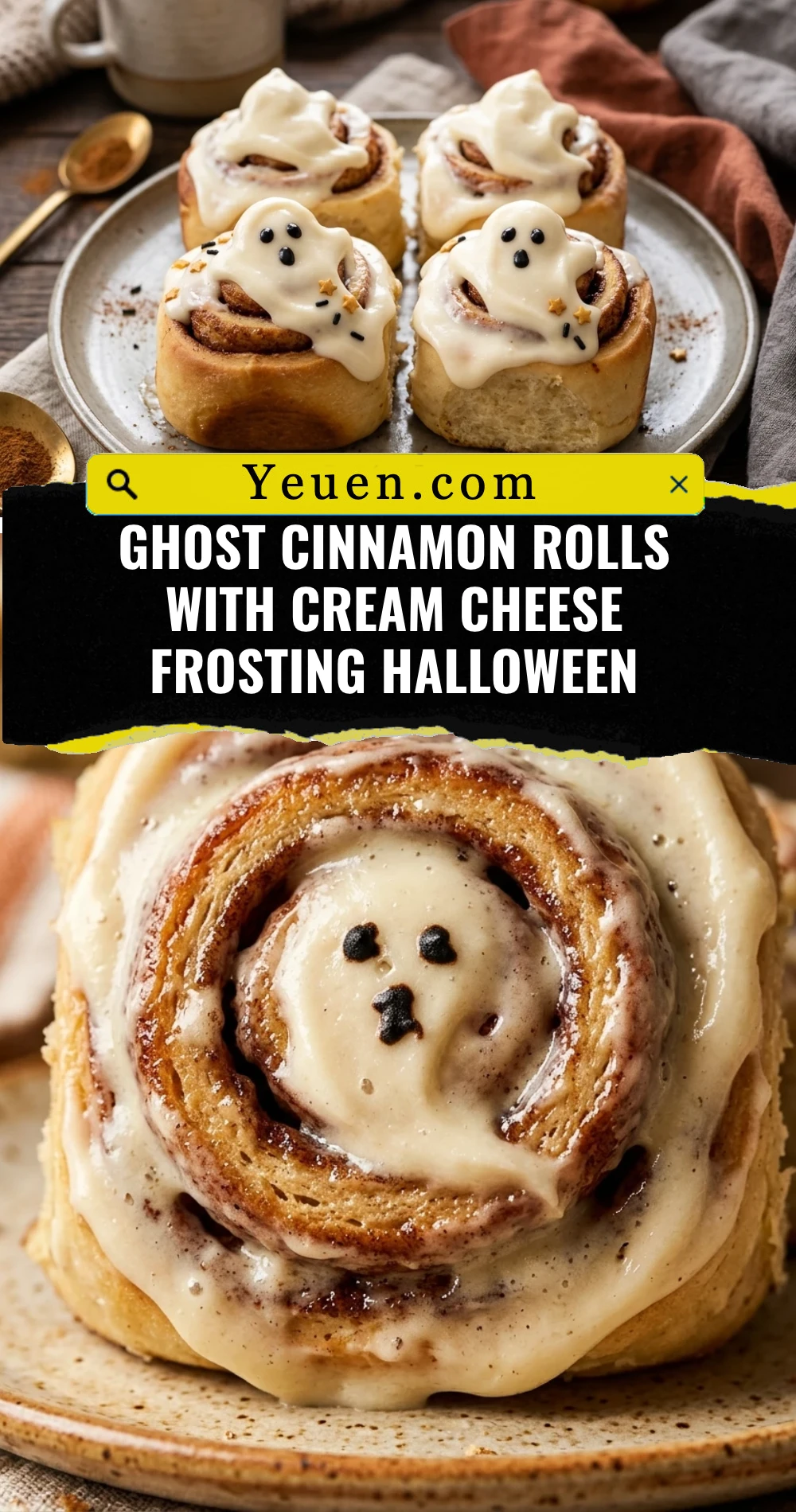 Ghost Cinnamon Rolls With Cream Cheese Frosting Halloween