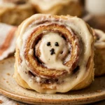 Ghost Cinnamon Rolls With Cream Cheese Frosting Halloween
