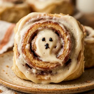 Ghost Cinnamon Rolls With Cream Cheese Frosting Halloween