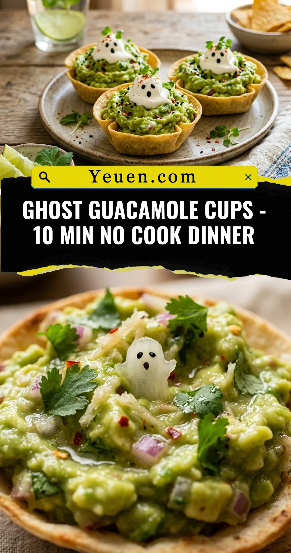 Ghost Guacamole Cups - 10 Min No Cook Dinner