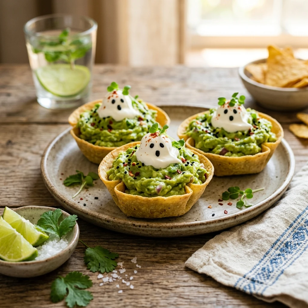 Ghost Guacamole Cups - 10 Min No Cook Dinner