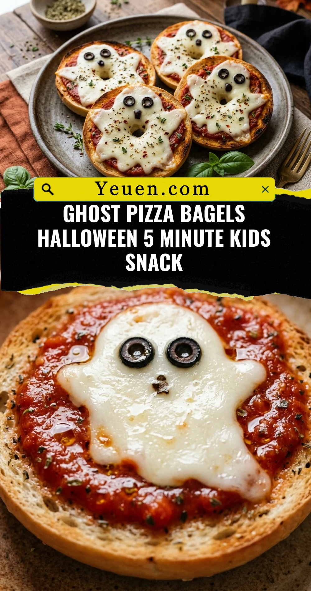 Ghost Pizza Bagels Halloween 5 Minute Kids Snack