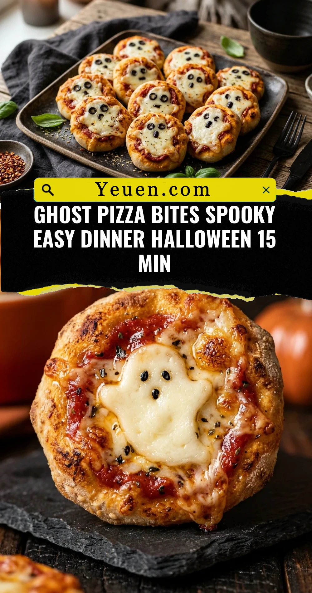 Ghost Pizza Bites Spooky Easy Dinner Halloween 15 Min
