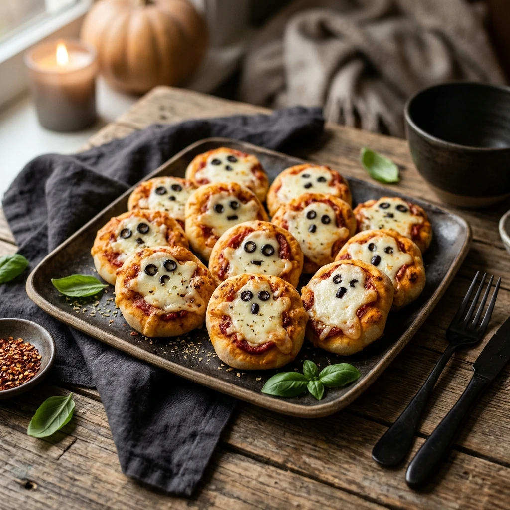 Ghost Pizza Bites Spooky Easy Dinner Halloween 15 Min