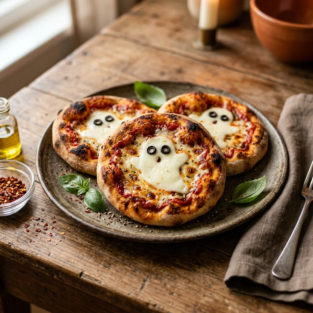 Ghost Pizza Mini Spooky Easy Dinner Halloween 15 Min