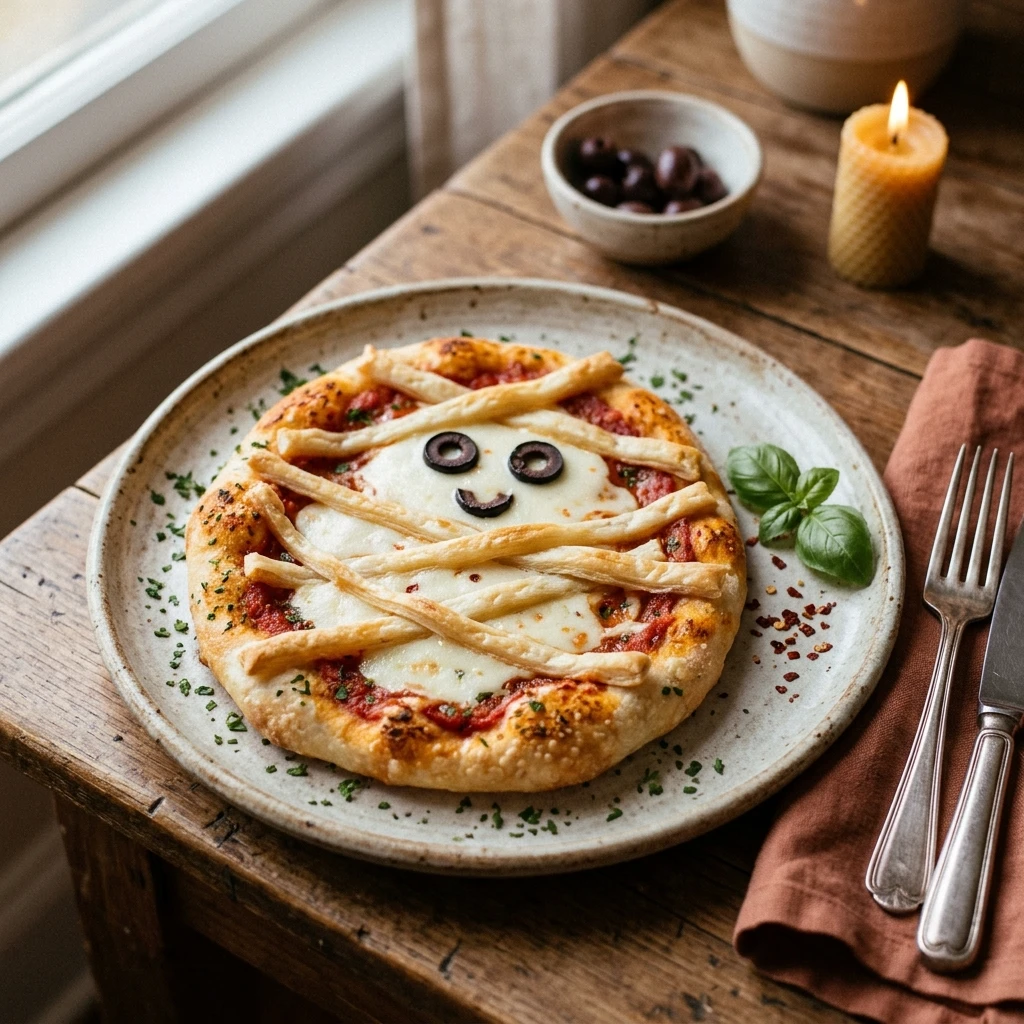 Ghost Pizza Mummy Spooky Easy Dinner Halloween 15 Min