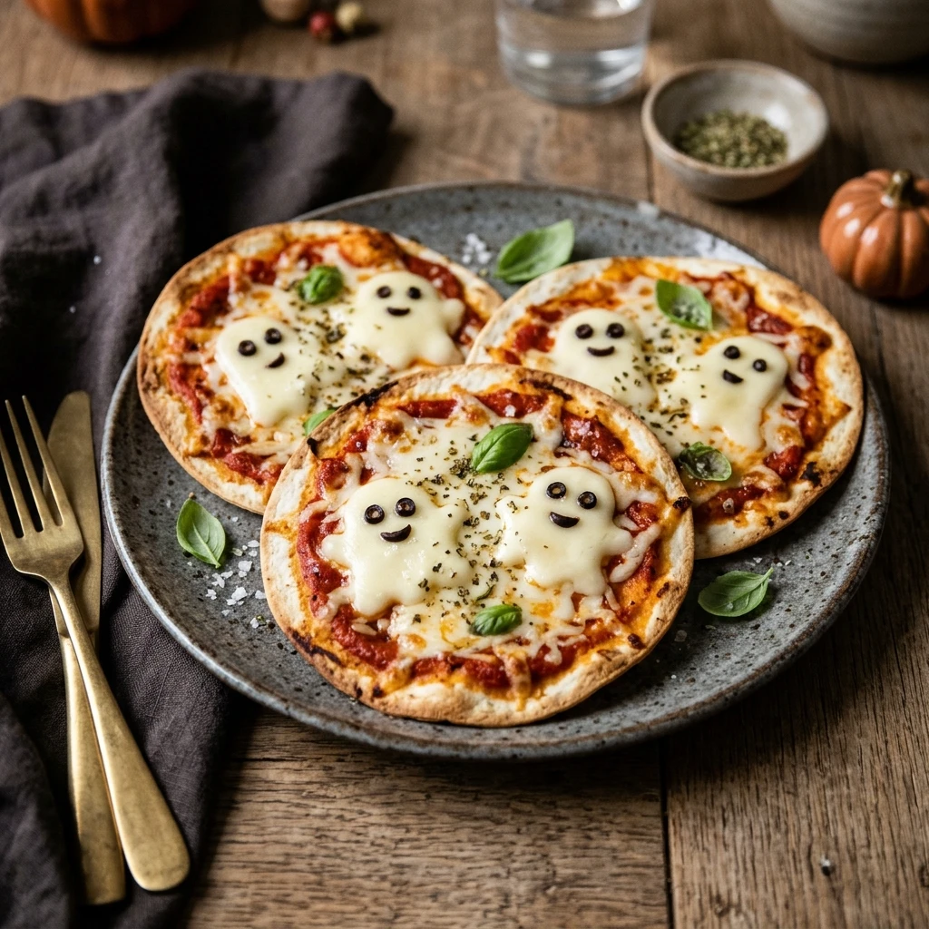 Ghost Pizza Tortilla Spooky Easy Dinner Halloween 15 Min