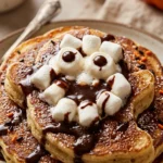 Ghost Shaped Pancakes With Marshmallow And Chocolate Halloween