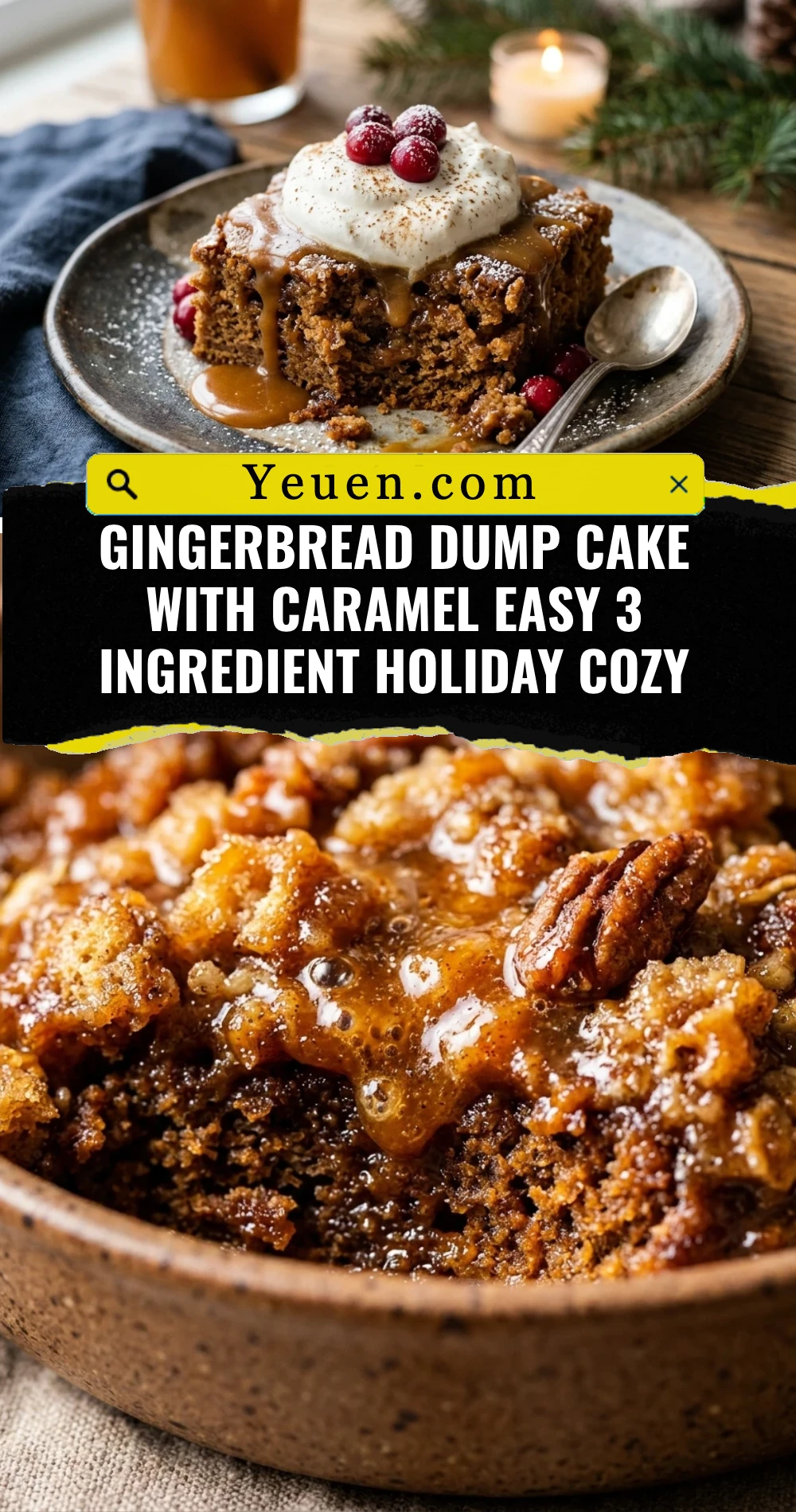 Gingerbread Dump Cake With Caramel Easy 3 Ingredient Holiday Cozy