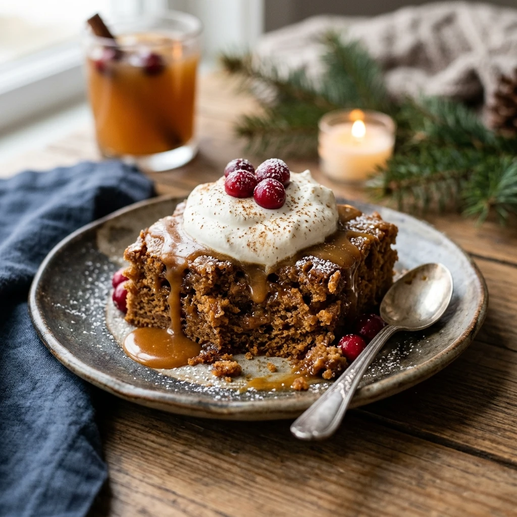 Gingerbread Dump Cake With Caramel Easy 3 Ingredient Holiday Cozy