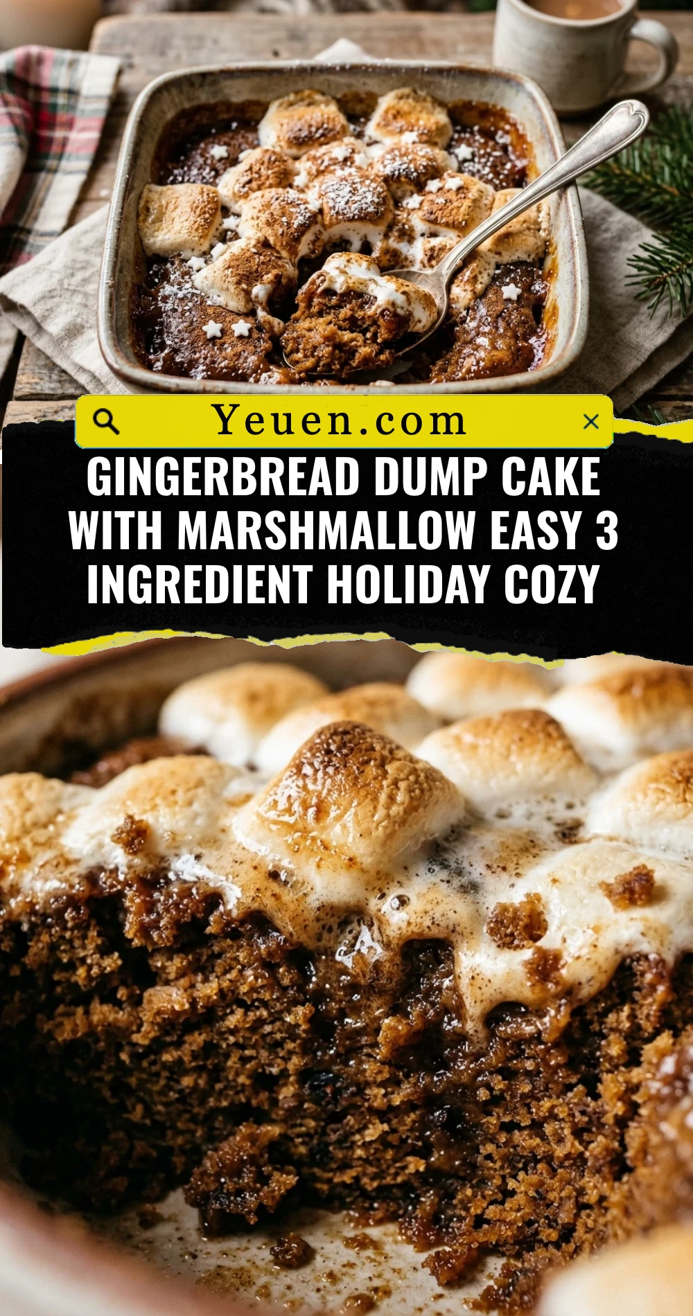 Gingerbread Dump Cake With Marshmallow Easy 3 Ingredient Holiday Cozy