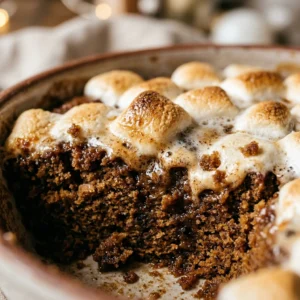 Gingerbread Dump Cake With Marshmallow Easy 3 Ingredient Holiday Cozy