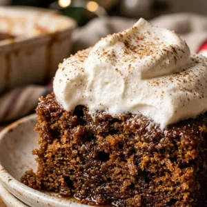 Gingerbread Dump Cake With Whipped Cream Easy 3 Ingredient Holiday