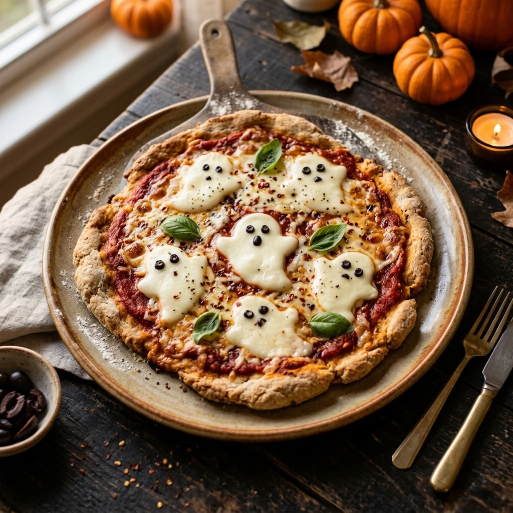 Gluten Free Halloween Dinner - Ghost Pizza GF
