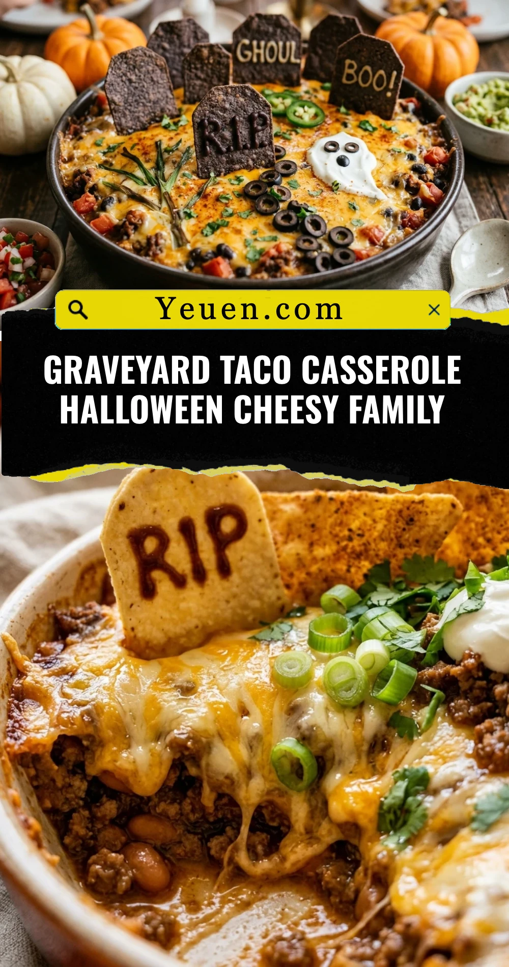 Graveyard Taco Casserole Halloween Cheesy Family