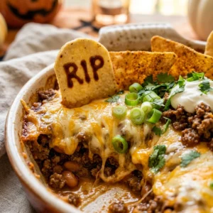 Graveyard Taco Casserole Halloween Cheesy Family