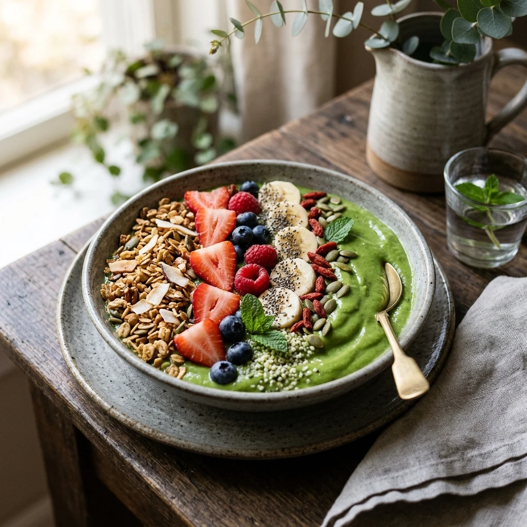 Green Avocado Smoothie Bowl Thick Creamy Detox Superfood Healthy Weight Loss Granola