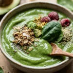 Green Detox Smoothie Bowl Thick Creamy Spinach Avocado Superfood Healthy Weight Loss