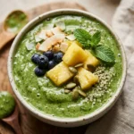 Green Kale Pineapple Smoothie Bowl Thick Creamy Detox Superfood Healthy Weight Loss