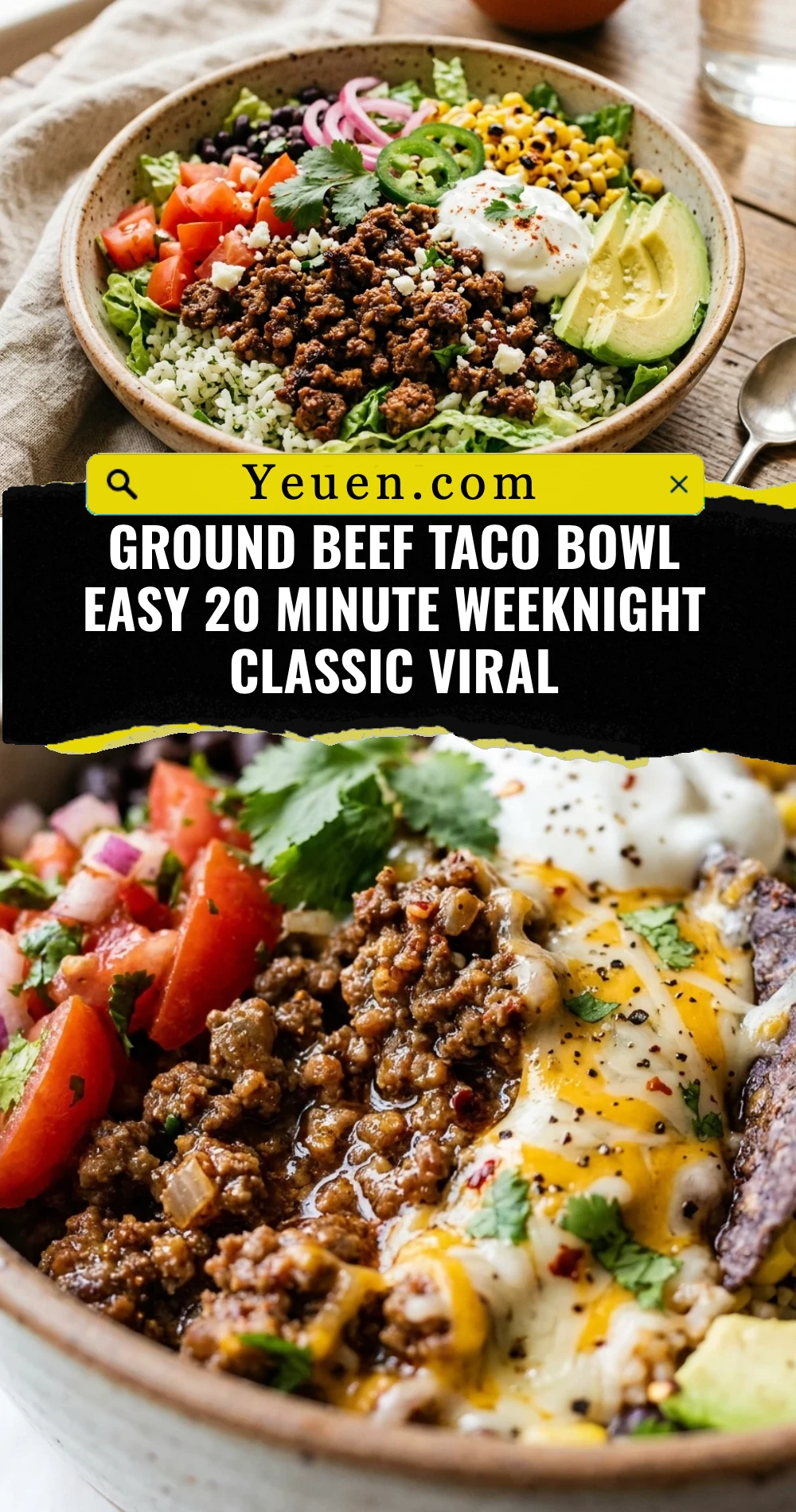 Ground Beef Taco Bowl Easy 20 Minute Weeknight Classic Viral