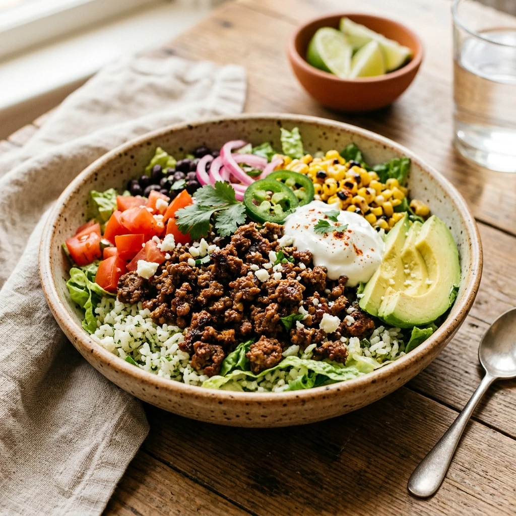Ground Beef Taco Bowl Easy 20 Minute Weeknight Classic Viral