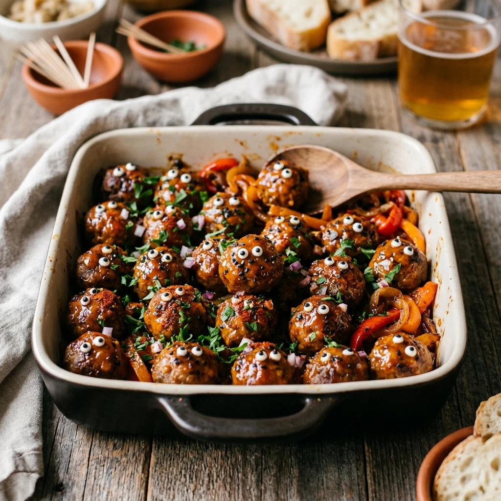 Halloween Potluck Meatballs Crowd Pleaser Easy Spooky Dinner