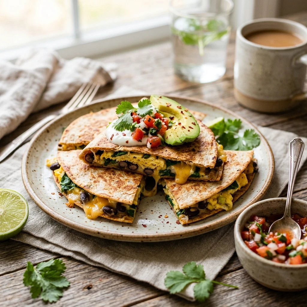 Healthy 5 Minute Breakfast Quesadilla High Protein Make Ahead Weight Loss