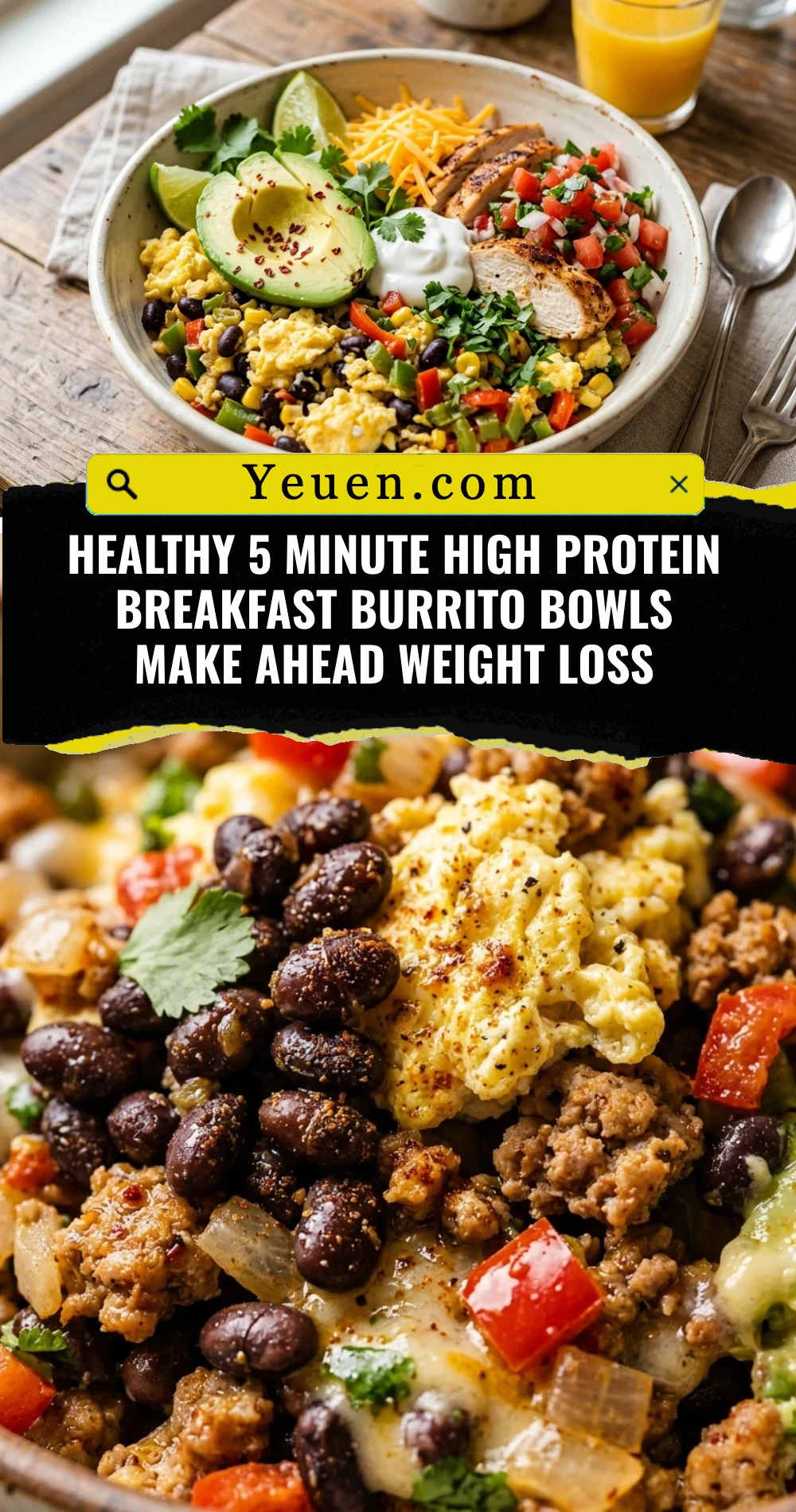 Healthy 5 Minute High Protein Breakfast Burrito Bowls Make Ahead Weight Loss