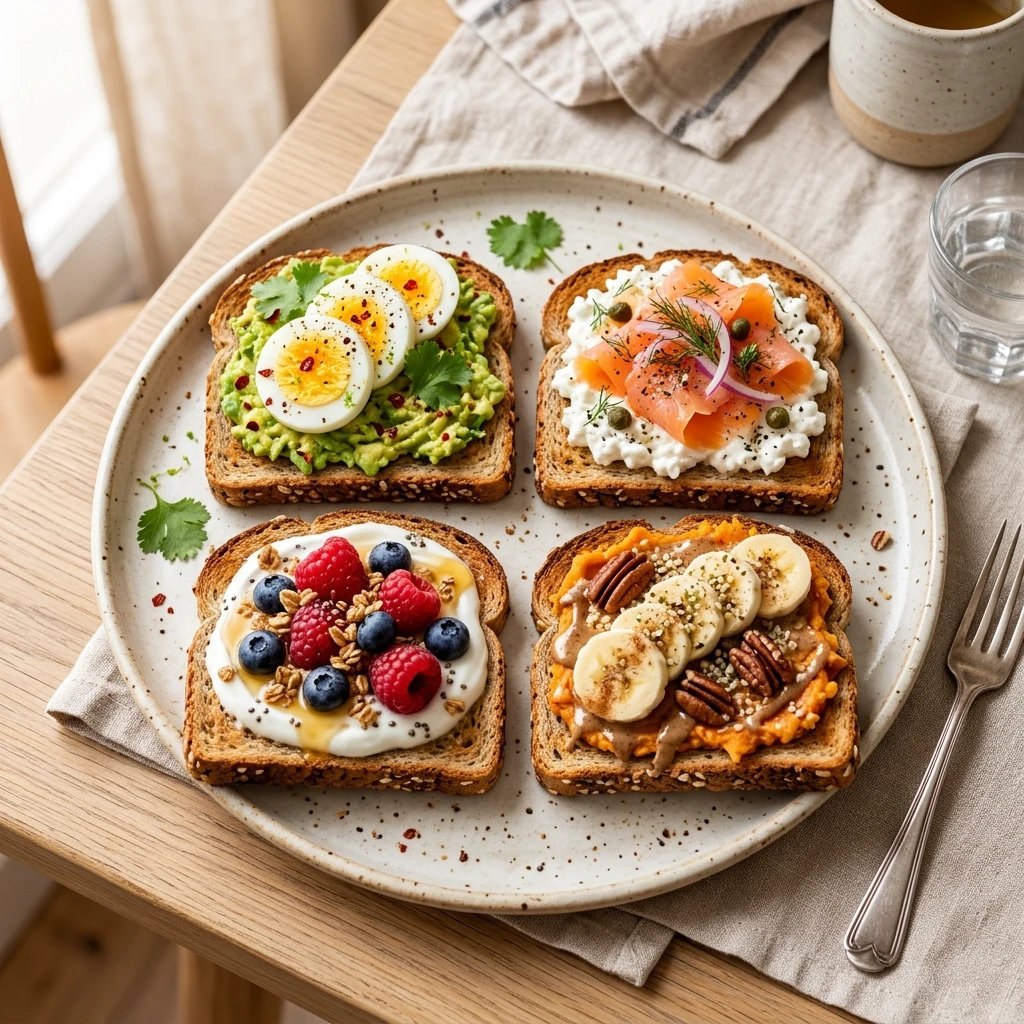 Healthy 5 Minute High Protein Breakfast Toast 4 Ways Make Ahead Weight Loss