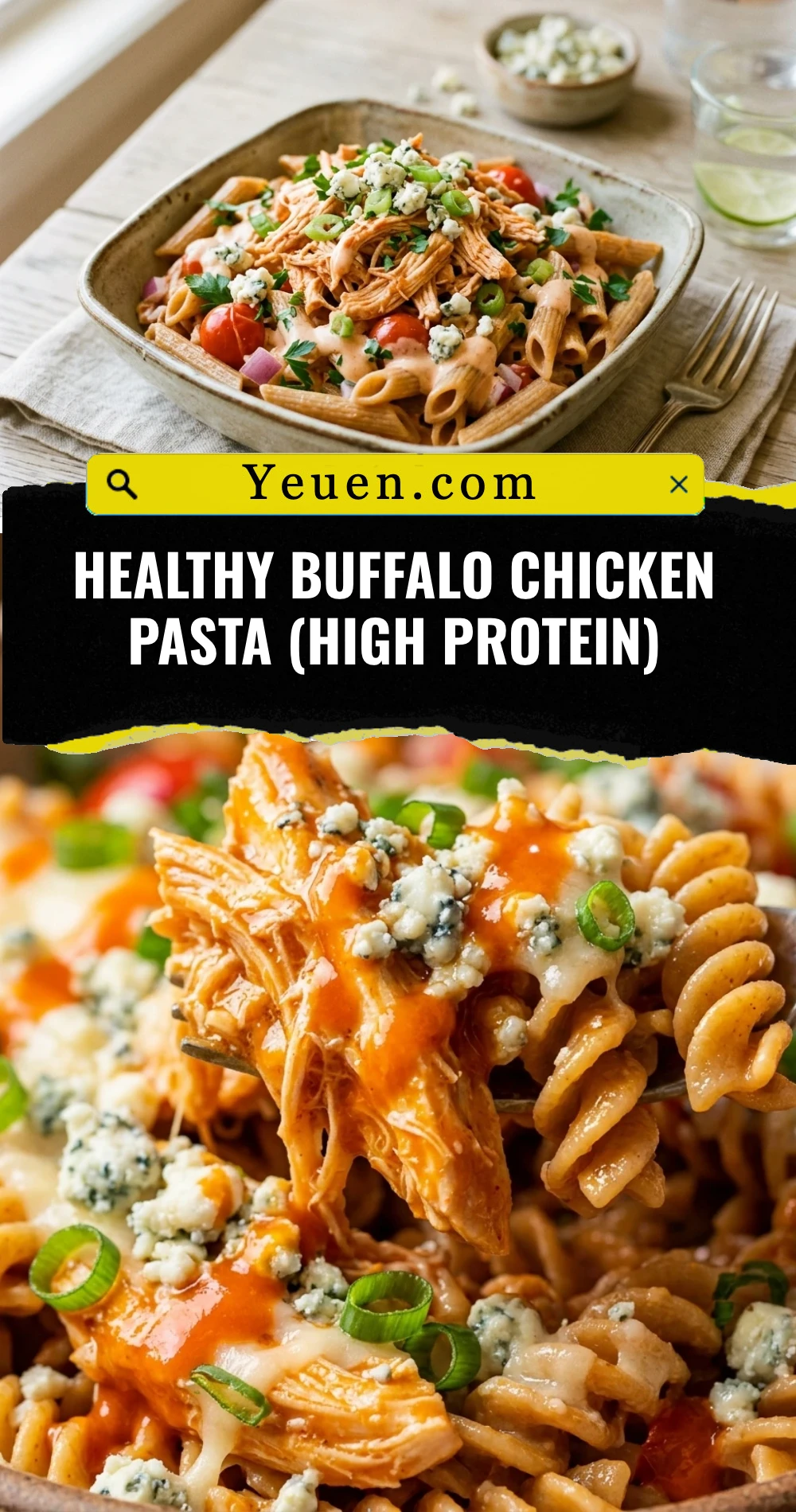 Healthy Buffalo Chicken Pasta (High Protein)