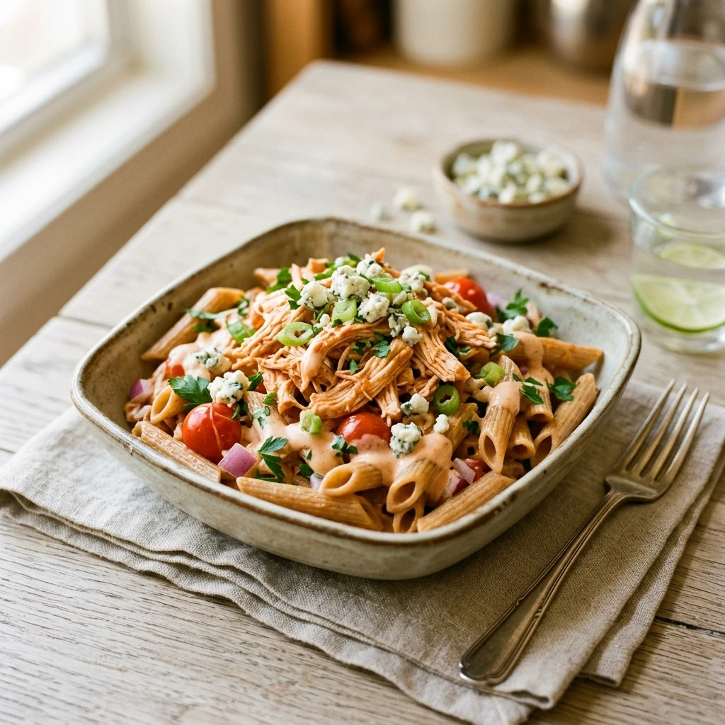 Healthy Buffalo Chicken Pasta (High Protein)